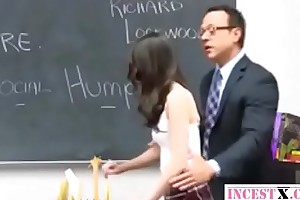 Schoolgirl fucked in punishment room by her teacher - all round in incestx porn movie