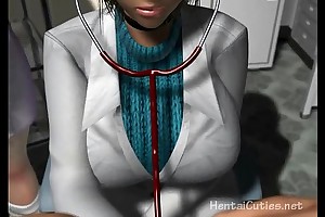Busty anime nurses sucking a patients knob